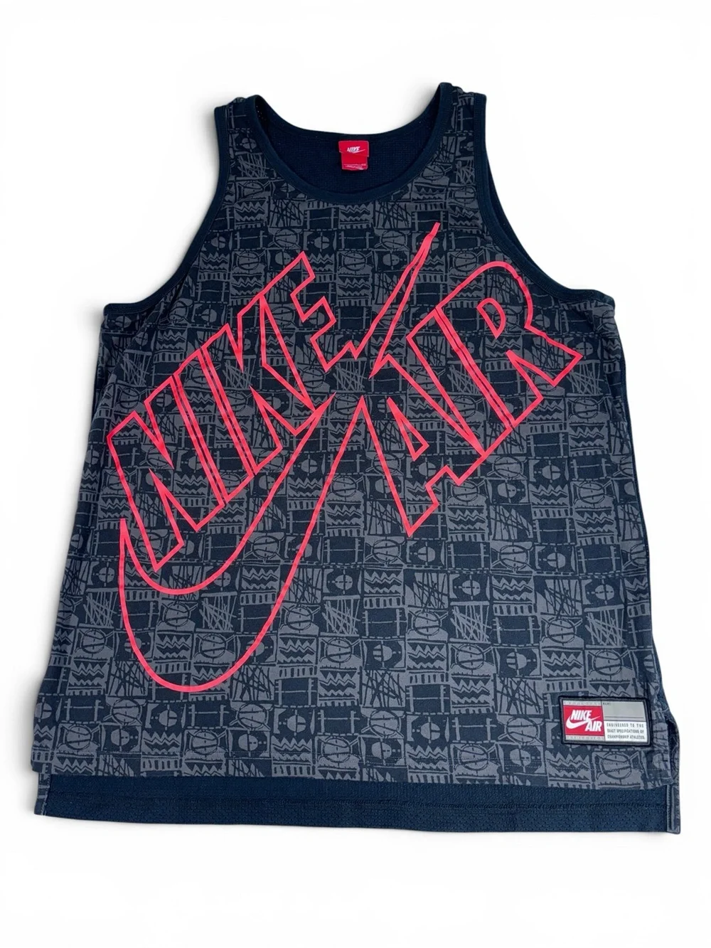 Nike Air Tank Top Mens XXL Black Red Graphic Mesh Sleeveless Shirt Athletic - Picture 1 of 8